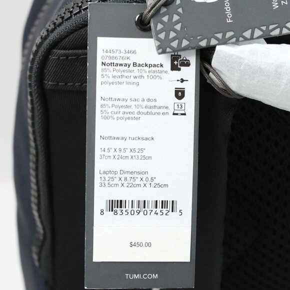 New With Tags!  Tumi Tahoe Nottaway Backpack - Ink Design - Picture 16 of 16